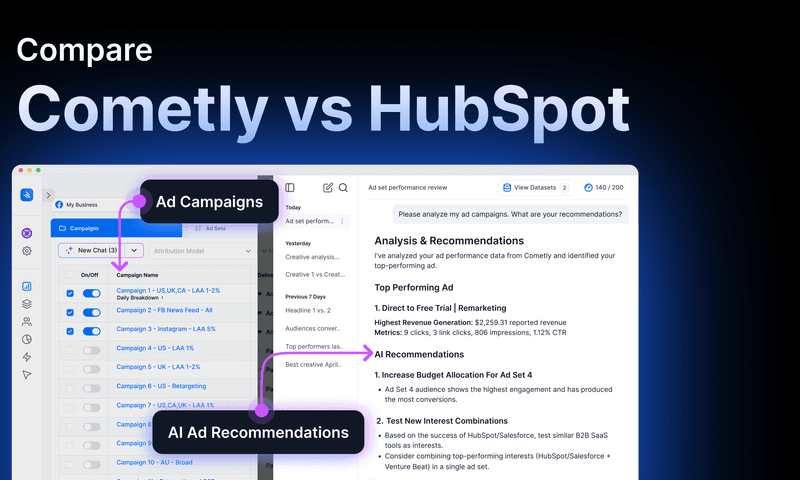 Cometly vs HubSpot Marketing Hub: The Real-Time Data Performance Marketers Can’t Ignore