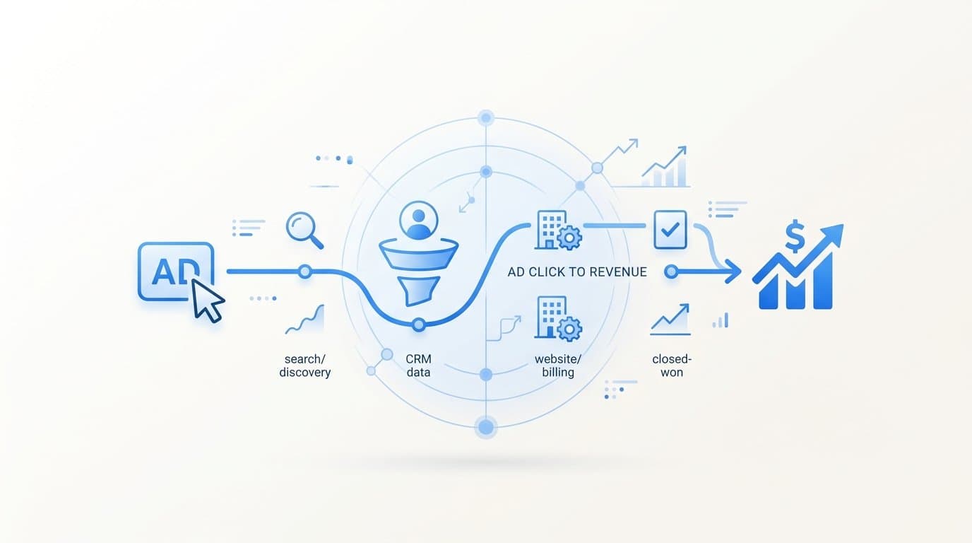 How do I track the full customer journey from ad click to revenue?